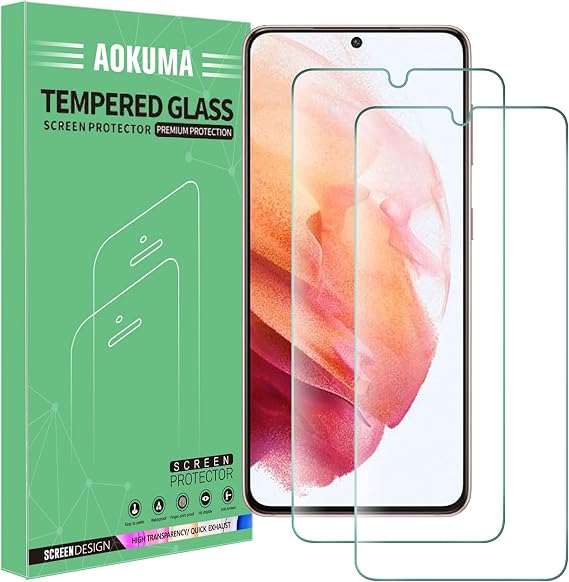 AOKUMA Tempered Glass for Samsung Galaxy S21 5G Screen Protector, [2 Pack] Premium Quality Guard Film, Case Friendly, Shatterproof, Shockproof, Scratchproof oilproof