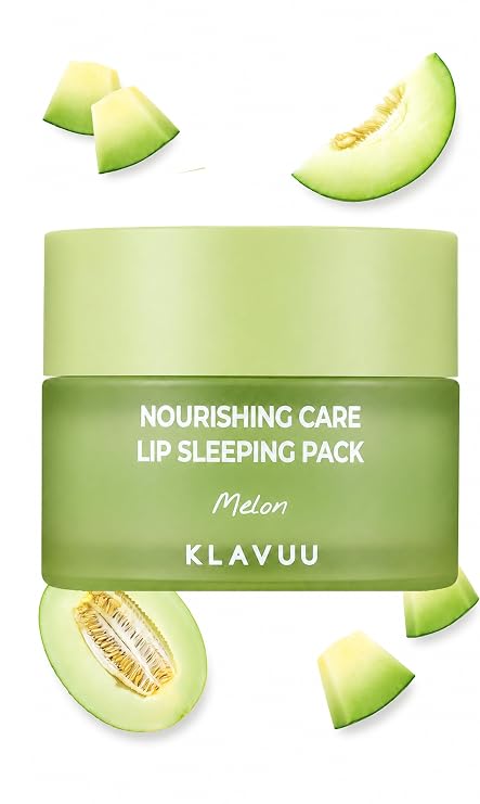 Klavuu Melon Lip Sleeping Mask Overnight for Chapped Lips (0.7oz) | Daily lip moisturizer, treatment for very dry lips, Korean deep hydrating lip balm, gentle exfoliating