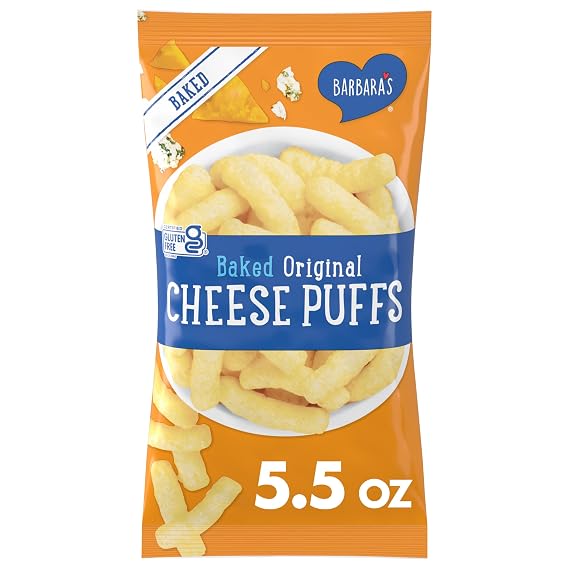 Barbara's Bakery Original Cheese Puffs, Gluten Free, 5.5 oz Bag, 12 Pack