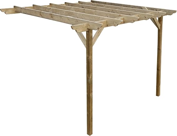 Arbor Garden Solutions Wooden Garden Lean-to Pergola Kit - Dinasty Design Shade Canopy Gazebo (1.8m x 1.8m, Natural (light green))