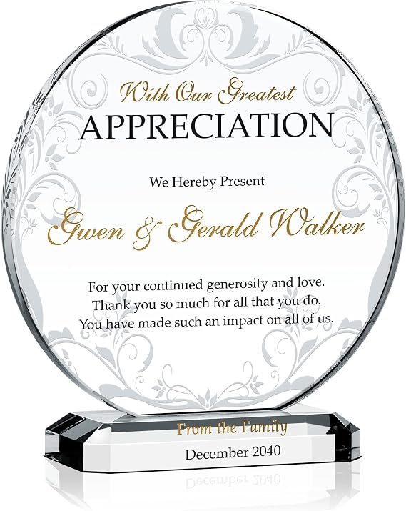 Personalized Appreciation and Recognition Award Plaque for Donor, Sponsor, Charity Organization, Customized with Recipient Name and Date, Unique Thank You Gift Plaque (M - 6.5")