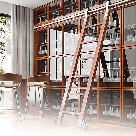 Rolling Ladder Hardware Track Stainless Steel with Floor Rollers Retractable Mobile Ladder Track (Without Ladder) for Attic/Home 6.6ft-13ft (Size : 200cm(6.6ft))