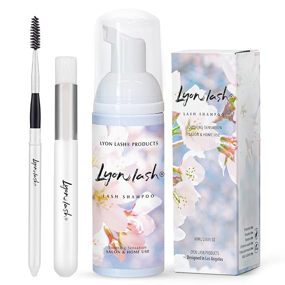 Lyon Lash Eyelash Extension Shampoo, Gentle Formula Paraben Free, Oil Free Foam Cleanser Kit | Remove Eye Makeup | Salon And Home Use