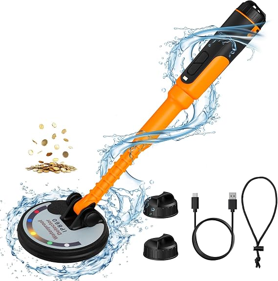 Professional Underwater Metal Detector with IP68 Waterproof Rating, 1600mAh Rechargeable Battery for Scuba Diving, Beach, Ocean Fully Submersible Design for Adults