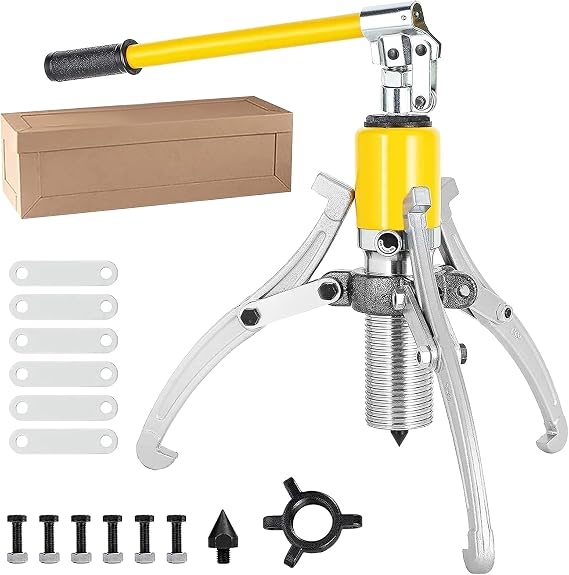 15 Ton Integral Hydraulic Bearing Puller, Bearing Hub Separator 3-Jaw Manual Hydraulic Press, 3-in-1 Pump Hose Puller