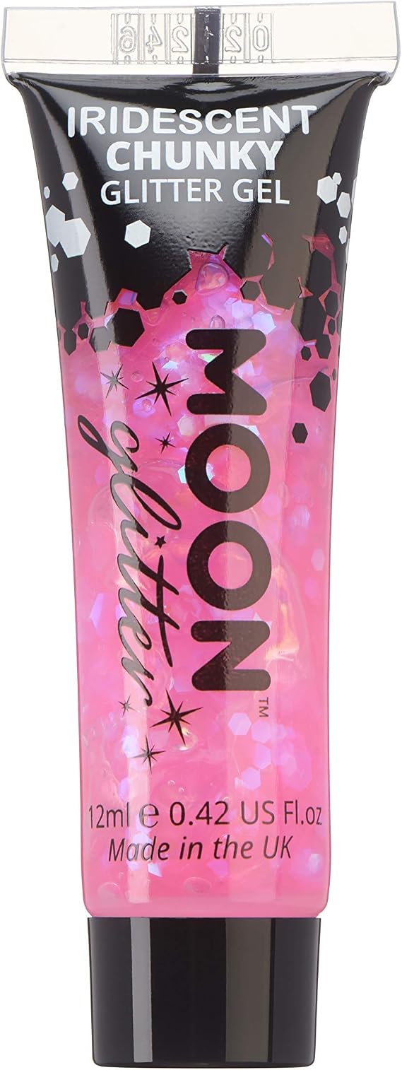 Moon Glitter Iridescent Chunky Face & Body Glitter Gel 12ml - Pink - Glitter Face Paint