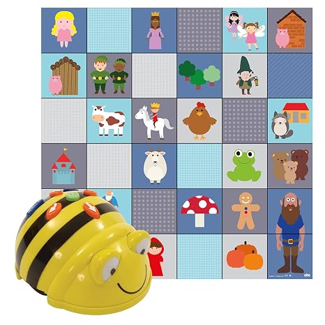 Early Basic Programming: 1pc See & Say Bee-Bots Floor Robotics & 1-pc New Fairytale Themed Mat 90 x 90 cm - Create & Debug Simple Programs