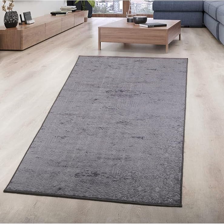 Nova Antrasit Halı, 80 x 150 cm, Kaymaz Taban, Makinede Yıkanabilir