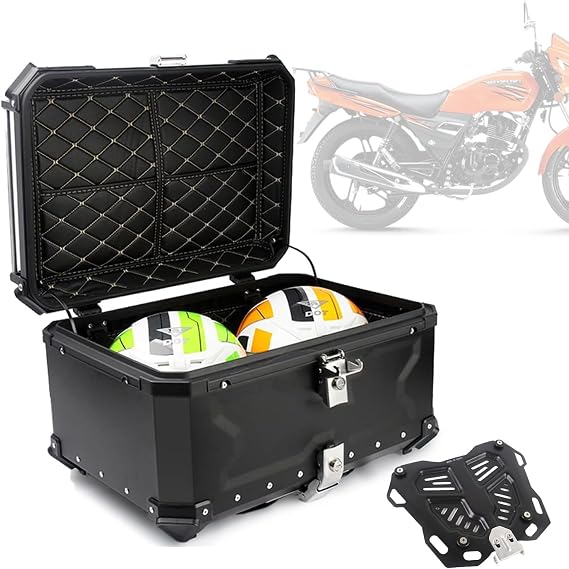 Waterproof Motorcycle Trunk Tour Box, Motorbike Trunk Tour Storage Box Motorbike Tail Box(Size:65L,Color:Schwarz)