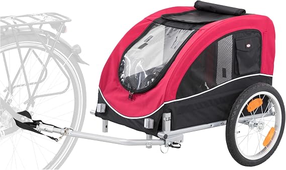 TRIXIE Pet Bike Trailer, Dog Bicycle Trailer, Foldable, Easy to Assemble, Grey/Sage
