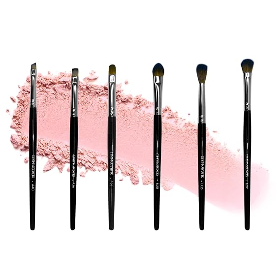 Cinema Secrets Professional Eye Makeup Brush Set - Vegan Synthetic Eyeshadow Brush Set for Crease Blending, Liner, Brow & Smudge - Complete Eye Kit for Women, Beginners & MUAs (6 Count)
