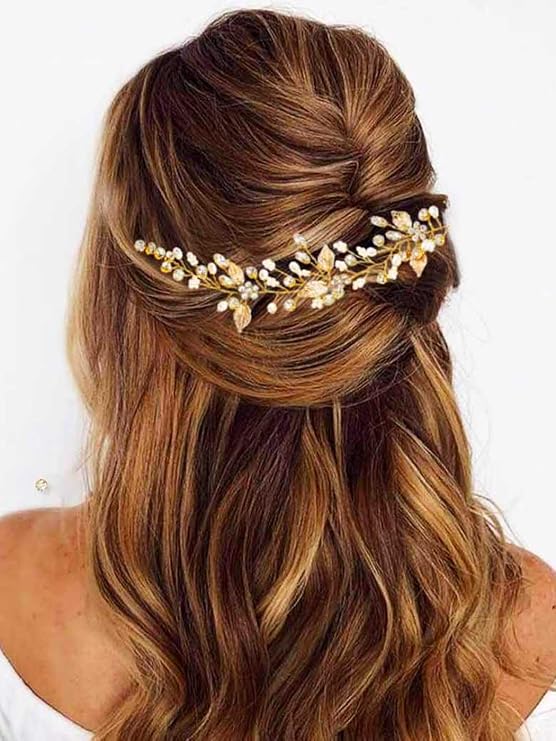 GORAIS Wedding Hair Pieces Gold Bridal Hair Accessories Leaf Hair Combs