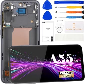 Incell Screen Replacement for Samsung Galaxy A55 5G SM-A556V SM-A556B LCD Display Screen SM-A556B/DS SM-A556E SM-A5560 Touch Screen Digitizer AssemblyRepair Kits Black,No Fingerprint