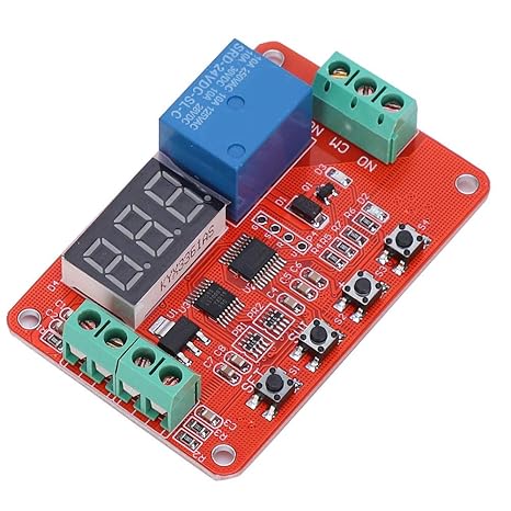 Digital Voltage Comparator, 0.1V Adjustable Window Voltage Monitor with Relay Output for Battery Monitoring and Power Systems Red Plastic