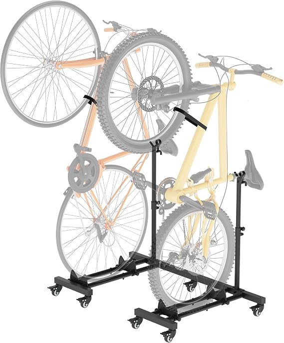 Vertical Bike Stands (2 Pack), Floor Standing Bike Rack for Garage, Upright Bicycle Floor Stand Indoor Bike Holder with Adjustable Height for Garage & Flat - for Wheel Sizes up to 29 Inches