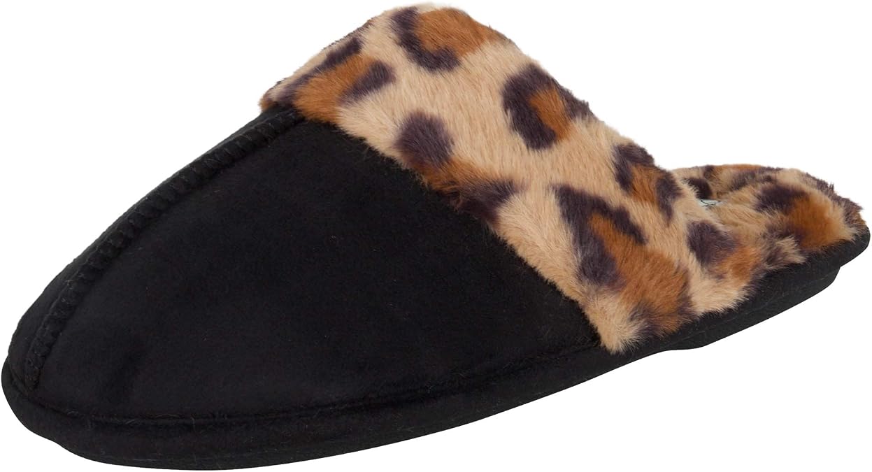 Jessica Simpson womens Comfy Faux Fur House Slipper Scuff Memory Foam Slip on Anti-skid SoleSlipper