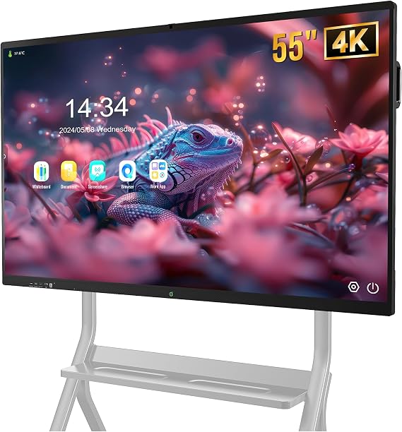 SmartBoard 55 inch 4K UHD Interactive Whiteboard, 8GB RAM+128GB ROM Wireless Electronic Digital Smart Board, Android 13, Support WiFi/Bluetooth/HDMI, for Meeting Offiice Classroom Home