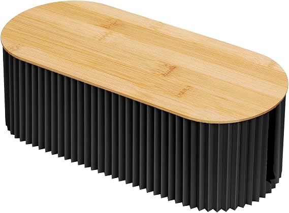 Cable Management Box,Cable Tidy Box for Desk TV Computer USB Hub System to Cover and Hide & Power Strips & Cords,Cord Organize Box with Bamboo lid