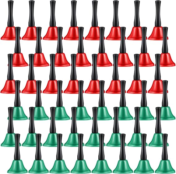 Boao 24 Pcs Christmas Hand Bells Loud Bell with Wooden Handle