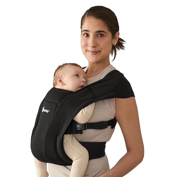 Ergobaby Embrace Newborn Baby Carrier for Infants 0-12 Months (7-25 lbs) - Ergonomic 2-Position Infant Carrier with Head and Neck Support, Hip-Healthy Positioning - Pure Black