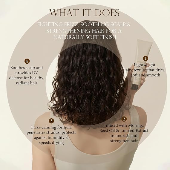 Air Dry Cream for Hair, Frizz Control Styling Cream, Enhances Natural Texture, Smoothens and Defines Hair, Lightweight Moisturizing Formula for Soft Hold and Effortless Air-Dried Look, 4.97 fl oz