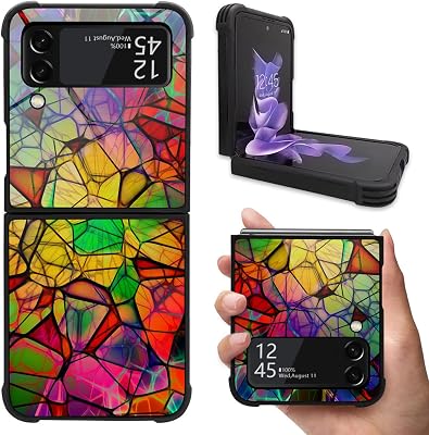 CARLOCA Compatible with Samsung Galaxy Z Flip 3 5G Case,Colorful Stained Glass Piece Pattern Design for Girl Boy Shockproof Anti-Scratch Case for Samsung Galaxy Z Flip 3 5G