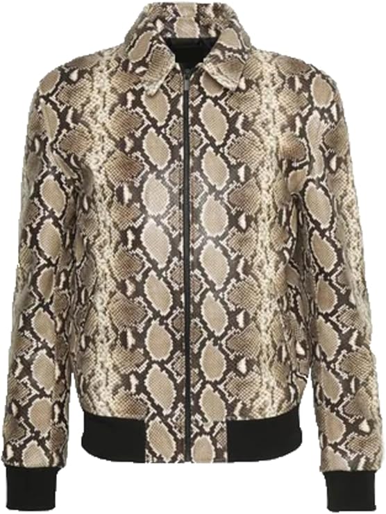 Cobra Men's Snakeskin Print Textured Biker Faux Leather Jacket