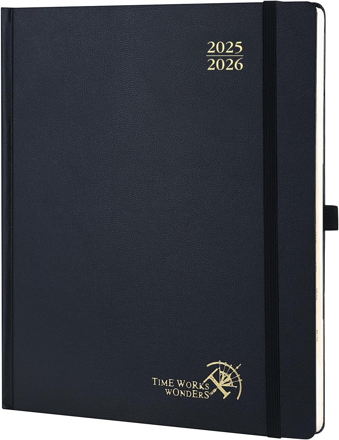 POPRUN Planner 2025-2026, Large 8.5 x 10.5 Hard Cover Academic Calendar July 25-June 26 Daily Weekly and Monthly Appointment Book with Hourly Time Slots, Monthly Tabs, 100 GSM - Black
