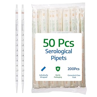 Celltreat 229210B Serological Pipet, 10mL Capacity, Sterile, Individually Wrapped/Bag (Case of 200)
