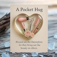 Pocket Hug for Hairstylists, Mini Handmade DIY Hairdresser Tools Keepsake Gift, Heart-Shaped Card with Inspirational Quote, Appreciation Gift for Stylists, Salon Owners & Beauty Graduates (#A)