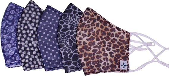 Care+Wear - Reusable Face Masks Breathable Face Mask for Adults (Prints, 5pk) - 6-layer technology, adjustable ear loops, bendable nose wire