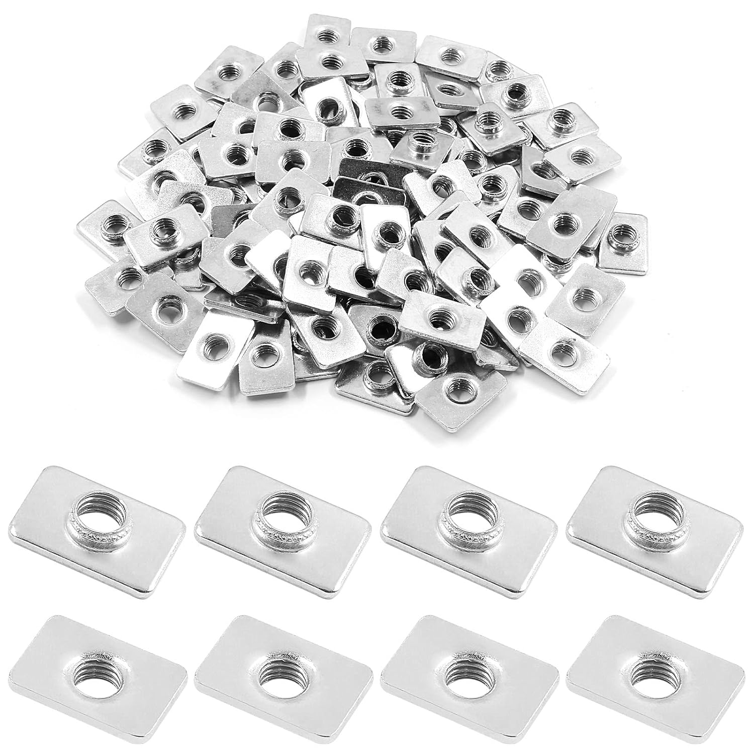 100pcs M5 Flat Sliding T-Nuts, 2020 Series T-Slot Nut T Nut Accessories for CNC Router Build Rail 3D Printer