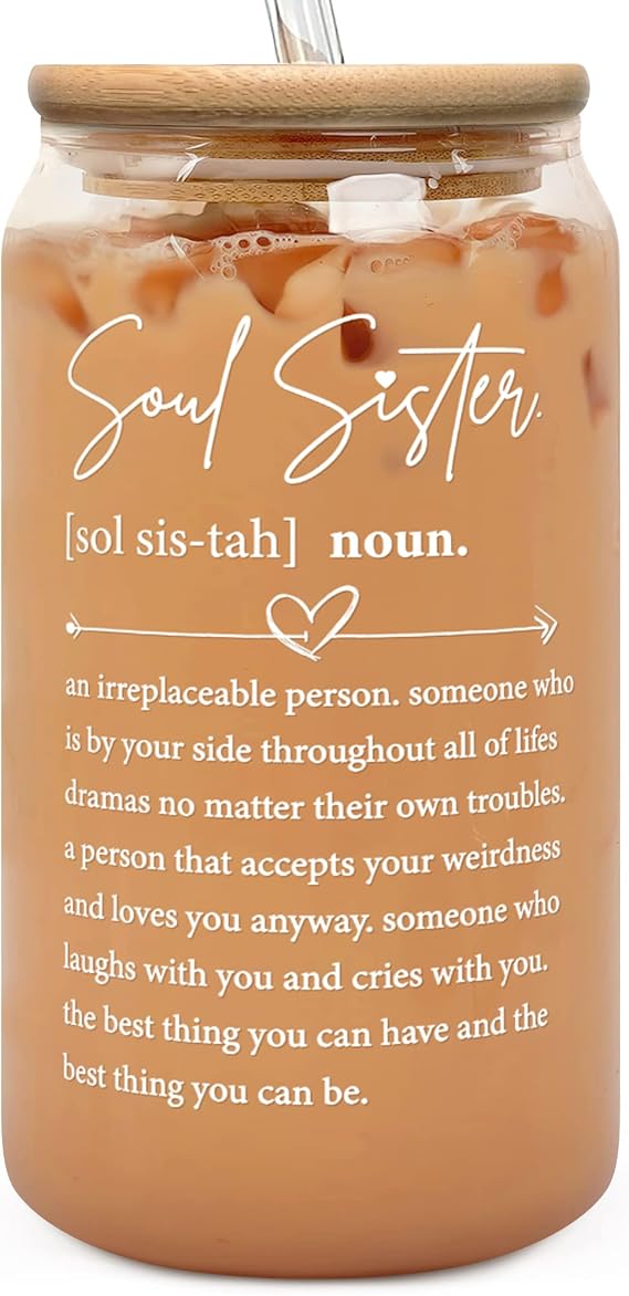 Sister Gifts - Birthday, Friendship, Galentine's Day - Big Sister, Female Bestie, Women Friends - Can Glass