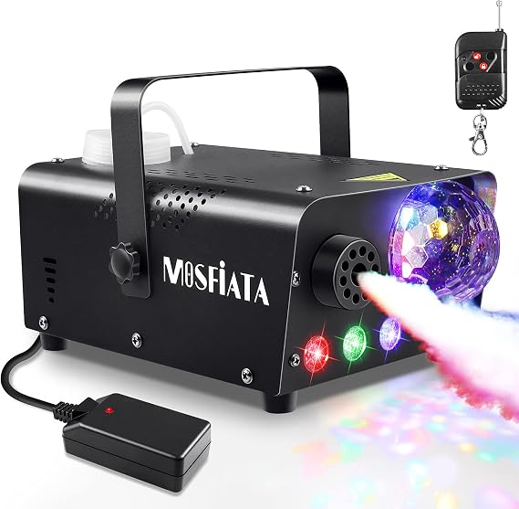 Fog Machine with Disco Lights 600W Smoke Machine with Disco lights, 2500 CFM Spray, Remote Control, Perfect for Halloween, Christmas, Wedding, Party, Club, DJ Stage Effect