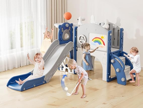XJD Toddler Slide,12 in 1 Kids Slide for Toddlers 1-3 (Blue White)