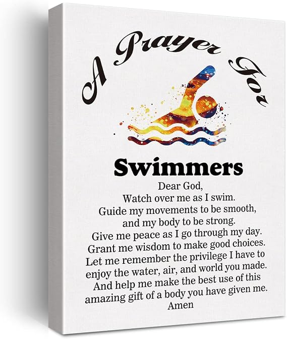 LEXSIVO a Swimmer's Prayer Canvas Home Wall Art Decor Swimmers Gift Painting 12x15 Swimmer Poster Framed Ready to Hang