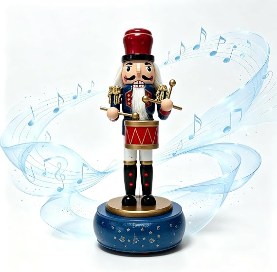 MANO Christmas Nutcracker Ornaments Wooden Nutcrackers Music Box for Christmas(Blue)