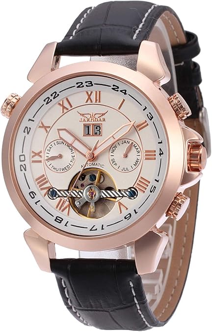 FORSINING Men's Automatic-self-wind Tourbillon Calendar Stainless Steel Bracelet Luxury Watch JAG057M3R1