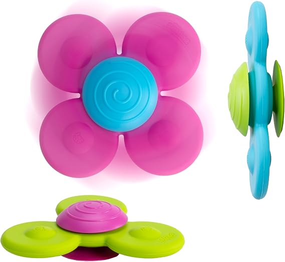 Fat Brain Toys Whirly Squigz, Silicone Spinners and Suction Toys for Kids 10 Months and Up