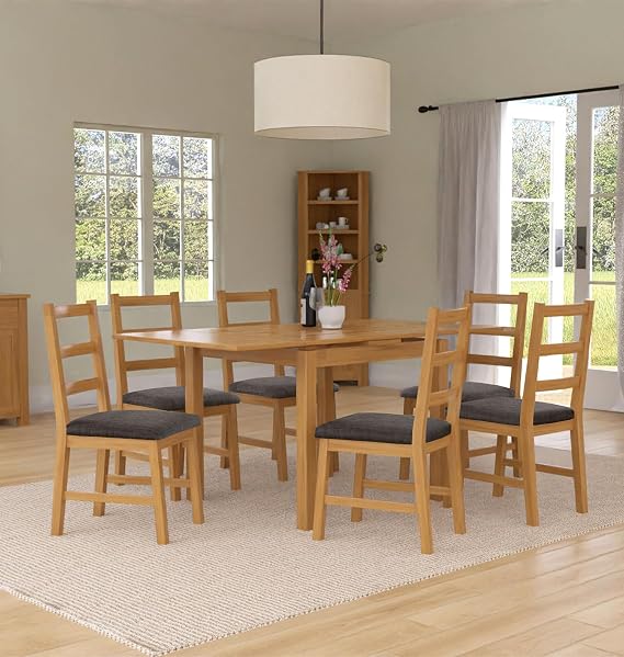 Hallowood Furniture Waverly Oak Extendable Dining Table and Chairs Set 6