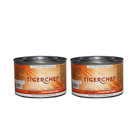 Tiger Chef Gel Fuel 7 oz Can 2 Hour Entertainment Cooking Fuel Cans for Birthday Parties (2)