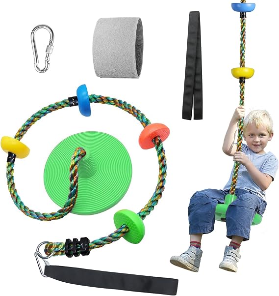 Tree Swing Sets for Backyard Disc Climbing Rope Swing Seat Outdoor Kids Toy