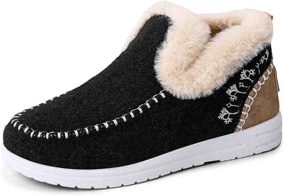 Winter Boots For Women 2025 Snow Boots Anti-Slip Warm Fur Lined Comfortable Fuzzy Slip On Ankle Booties Loafers Shoes