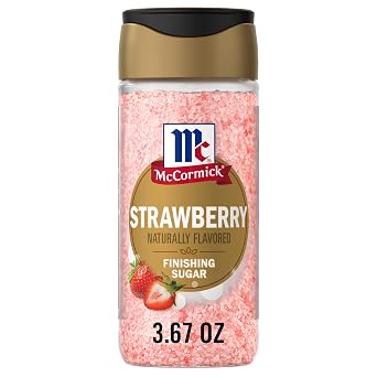 McCormick Finishing Sugar, Strawberry, Sweet Strawberry Flavor, Perfect For Adding A Fruity Sweetness to Breakfast Items, Sprinkle on Baked Goods or Stir into Beverages, 3.67 oz