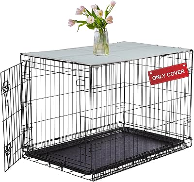 Pethiy Dog Crate Topper Oxford Cloth for 30 Inch Cages Collapsible Pet Crate Table Topper with 6 Magic Tape Fixed,Fits Most 24-48 inch Dog Crates Dog Crate Not Include