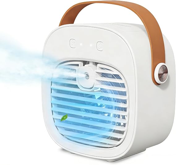6000mAh Rechargeable Mini Air Conditioner, Portable AC for Car | 3 Speeds Personal Air Cooler with Cool Air Spray, Portable Air Conditioner, AC Unit for Room Bedroom Office Outdoor Car