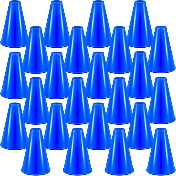 Woanger 12 Pcs Cheer Megaphone Bulk Plastic Mini Megaphone for Party,Blue