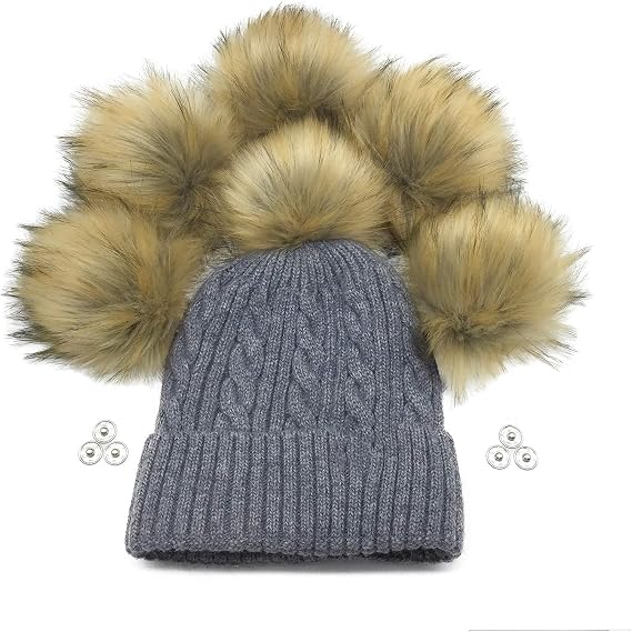 Faux Fur Pompom 6pcs DIY Crafts Fluffy Balls for Hat Shoes Scarves with Snap Fastener Removable Knitting Hat Horse Riding Hat Silk Accessories 6 Inch Extra Large(Brown)