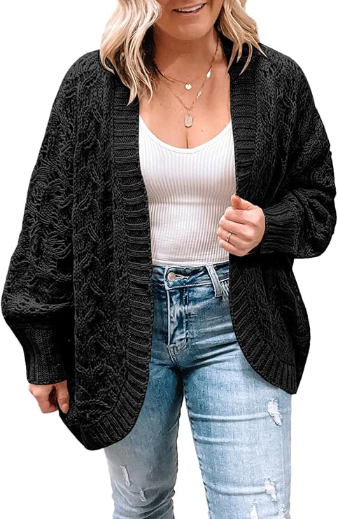 Eytino Plus Size Cardigan for Women Long Sleeve Open Front Sweaters