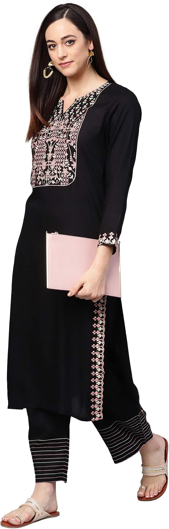 Idalia Women's Embroidered Kurta Palazzo Pants
